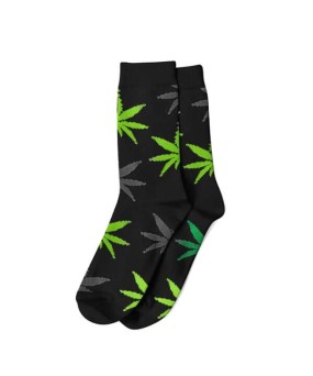 Calcetines Cannabicos Mujer Negro & Verde Leaf