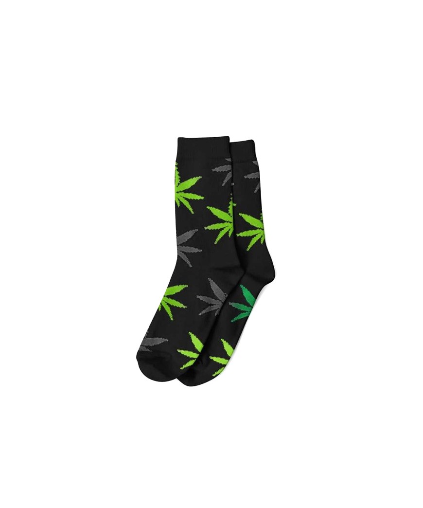 Calcetines Cannabicos Hombre Negro & Verde Leaf