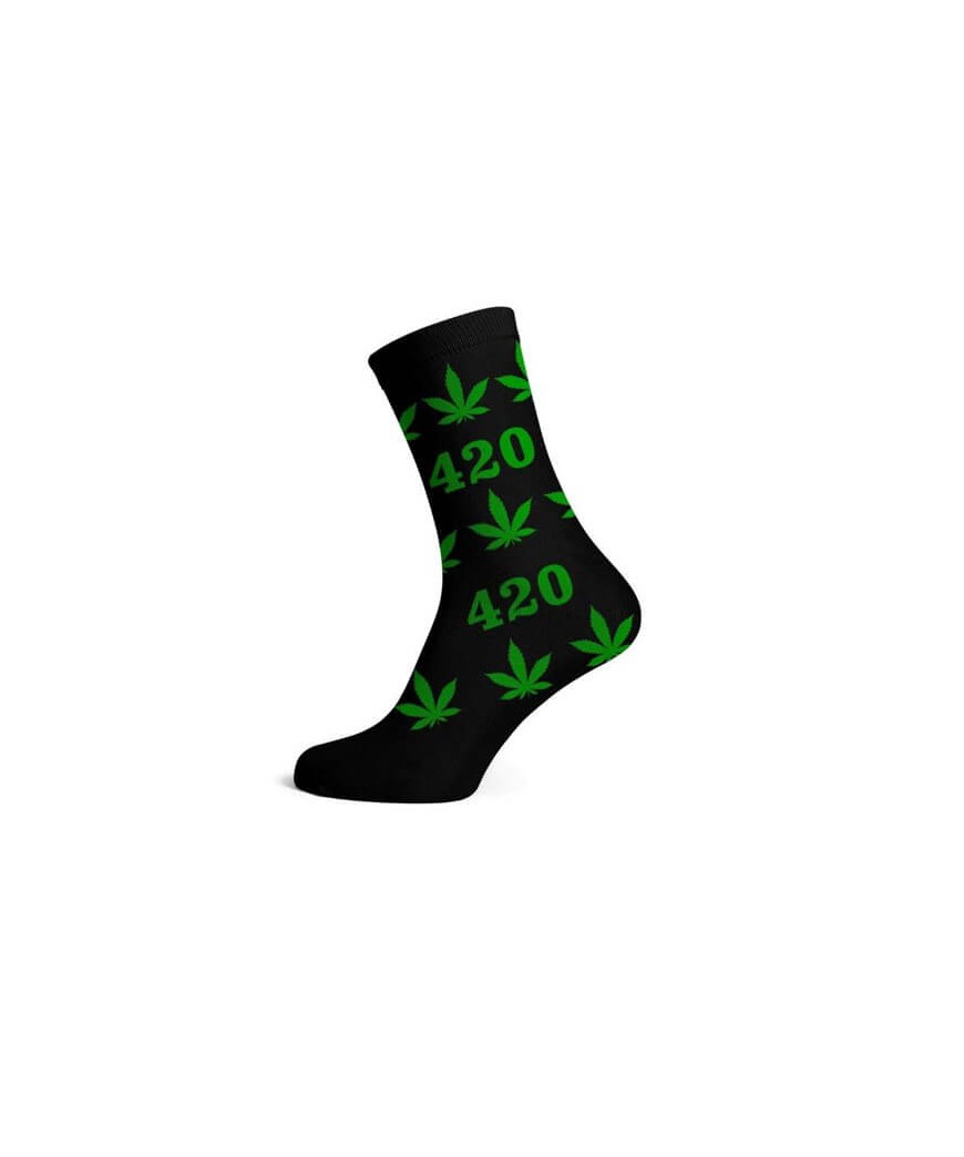 Calcetines Cannabicos Hombre 420 Negro & Verde