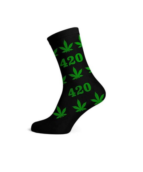Calcetines Cannabicos Hombre 420 Negro & Verde