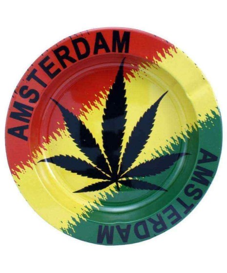 Cenicero de Metal Amsterdam Rasta Leaf