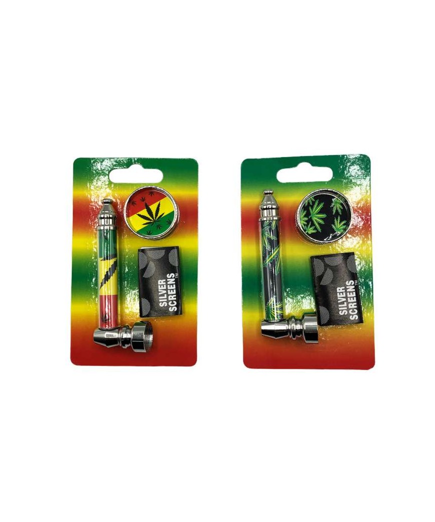 Pipa de metal con grinder y rejillas