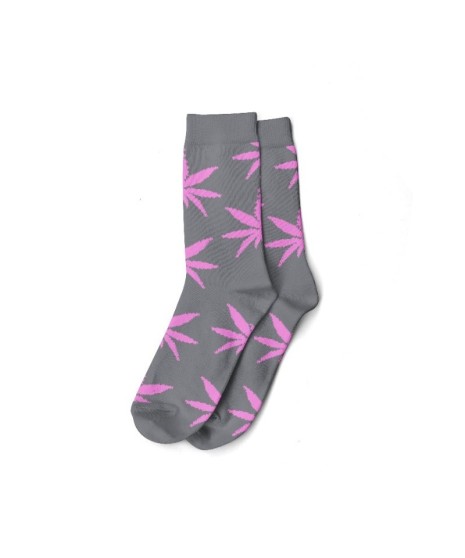 Calcetines Grises y Hojas Rosa