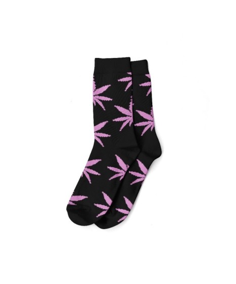 Calcetines Negros y Hojas Rosa
