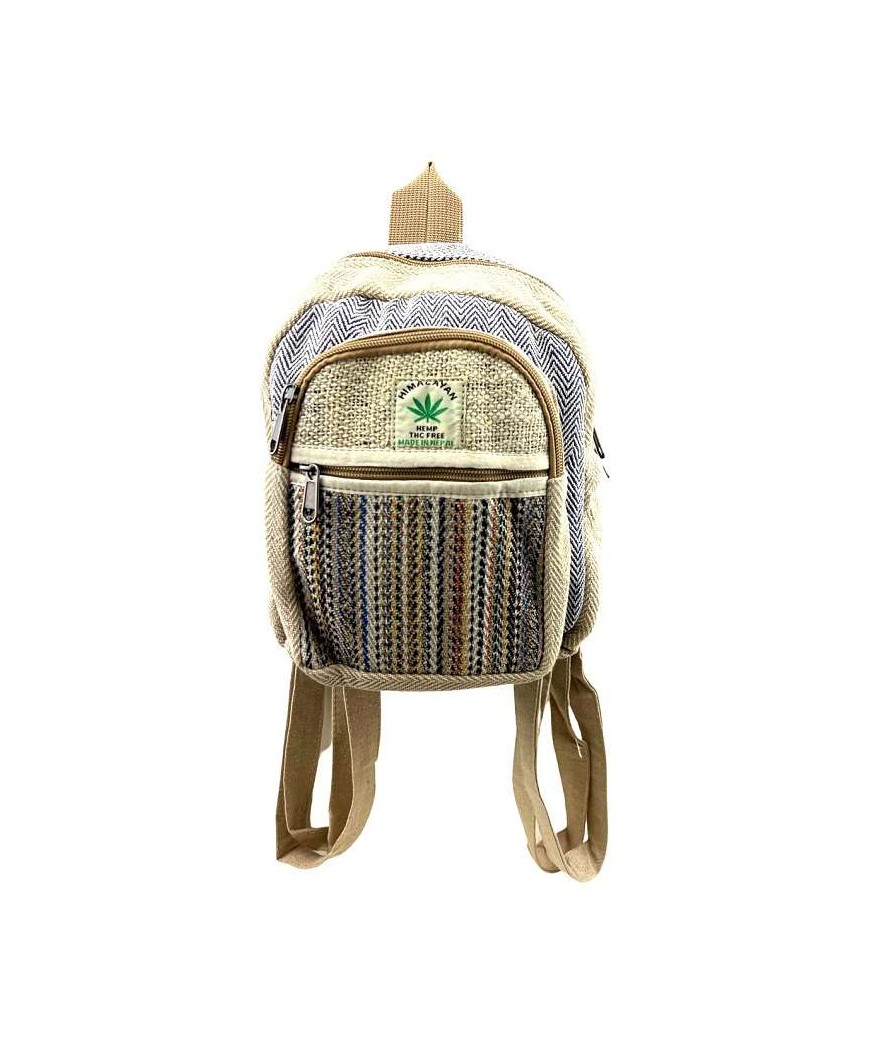 Mini Mochila Artesanal de Cañamo Marron Azul | Himalayan