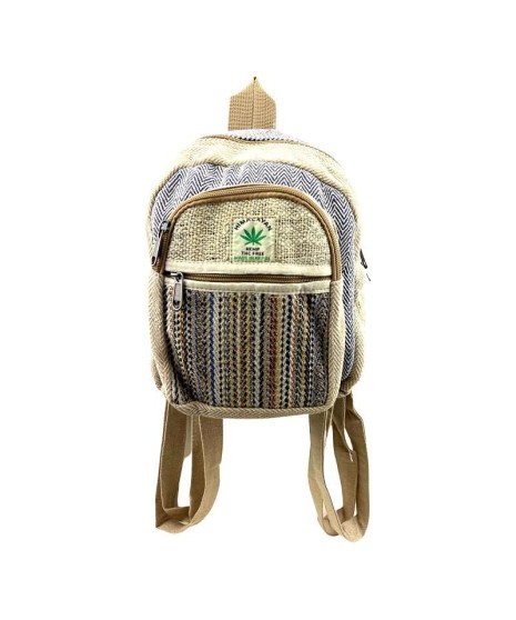 Mini Mochila Artesanal de Cañamo Marron Azul | Himalayan